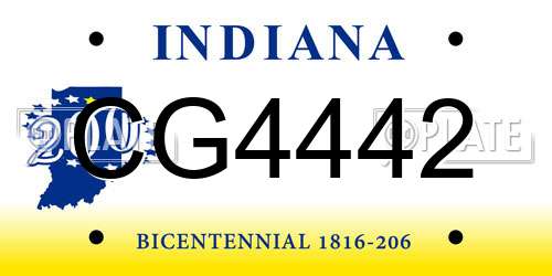 CG4442 Indiana License Plate