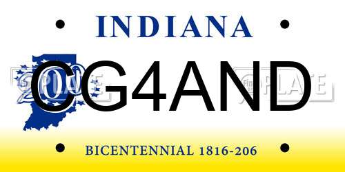 CG4AND Indiana License Plate