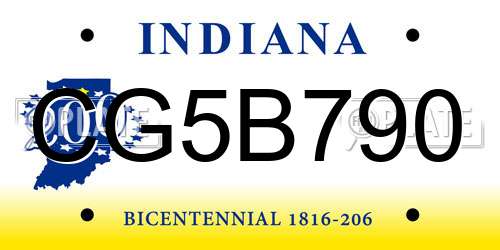 CG5B790 Indiana License Plate