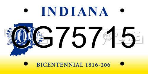 CG75715 Indiana License Plate
