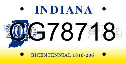 CG78718 Indiana License Plate