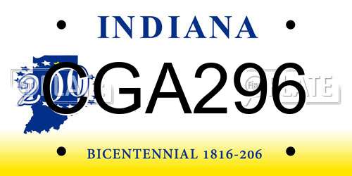CGA296 Indiana License Plate
