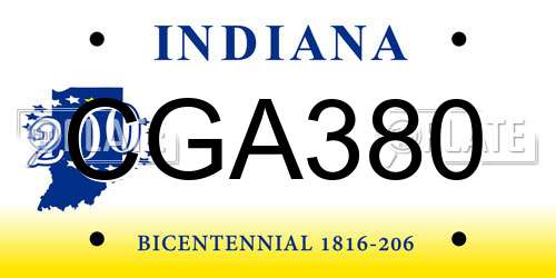 CGA380 Indiana License Plate