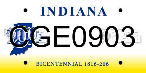 CGE0903 Indiana License Plate