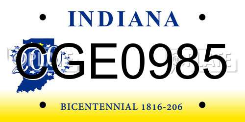CGE0985 Indiana License Plate