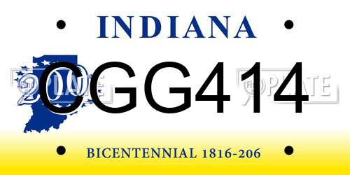 CGG414 Indiana License Plate