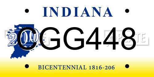 CGG448 Indiana License Plate