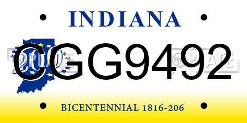 CGG9492 Indiana License Plate