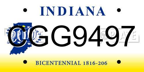 CGG9497 Indiana License Plate