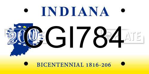 CGI784 Indiana License Plate