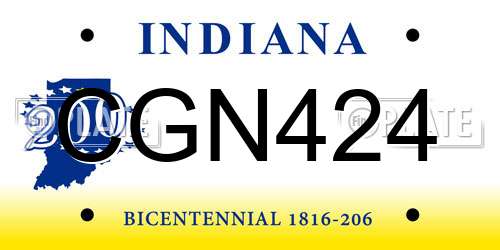CGN424 Indiana License Plate
