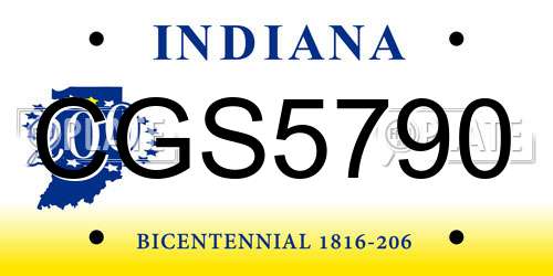 CGS5790 Indiana License Plate