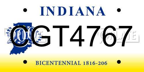 CGT4767 Indiana License Plate