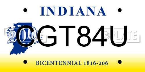 CGT84U Indiana License Plate