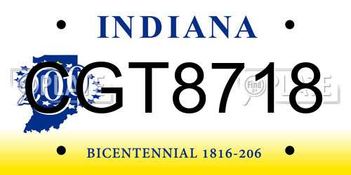 CGT8718 Indiana License Plate