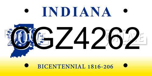 CGZ4262 Indiana License Plate