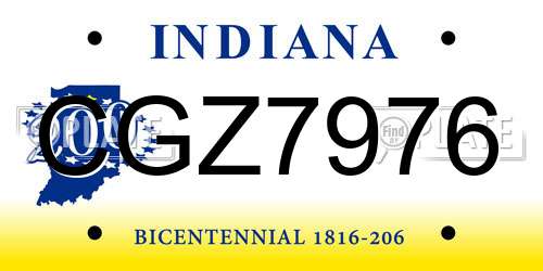 CGZ7976 Indiana License Plate