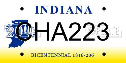 CHA223 Indiana License Plate