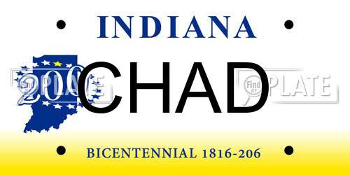 CHAD Indiana License Plate