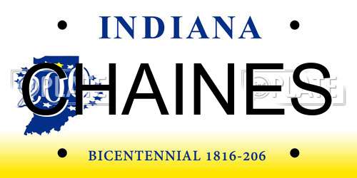 CHAINES Indiana License Plate
