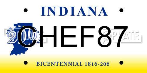 CHEF87 Indiana License Plate