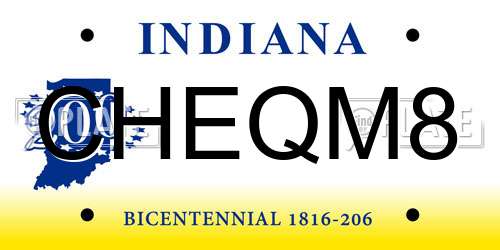 CHEQM8 Indiana License Plate