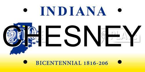 CHESNEY Indiana License Plate