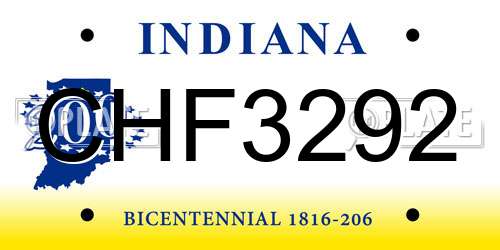 CHF3292 Indiana License Plate