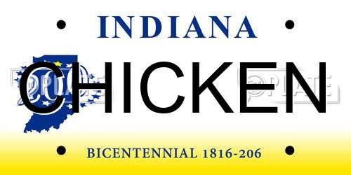 CHICKEN Indiana License Plate