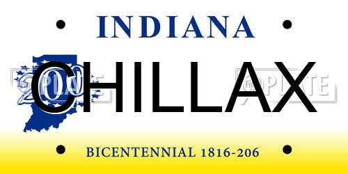 CHILLAX Indiana License Plate