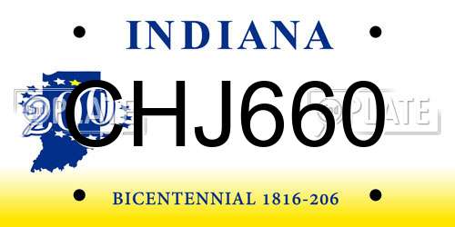 CHJ660 Indiana License Plate