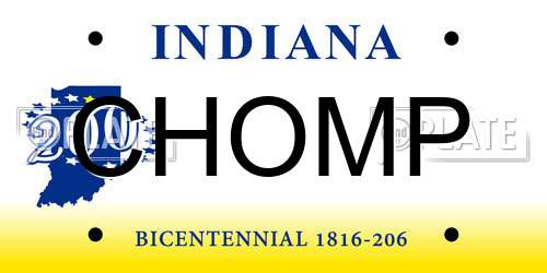 CHOMP Indiana License Plate