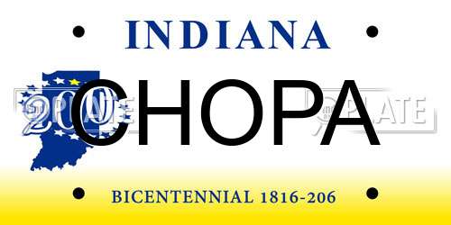 CHOPA Indiana License Plate