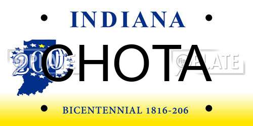 CHOTA Indiana License Plate