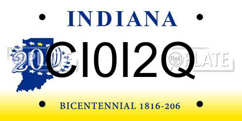 CI0I2Q Indiana License Plate