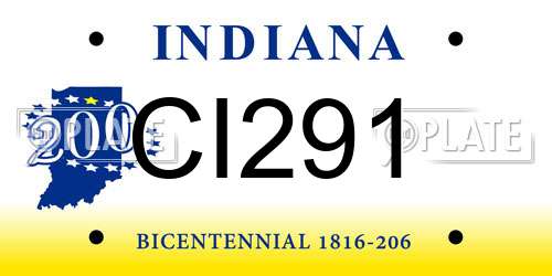 CI291 Indiana License Plate