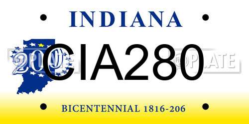 CIA280 Indiana License Plate