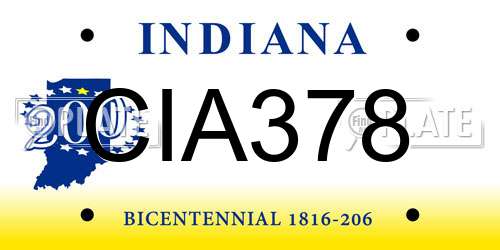 CIA378 Indiana License Plate