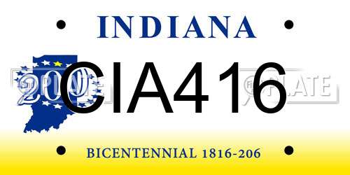 CIA416 Indiana License Plate
