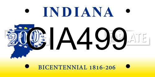 CIA499 Indiana License Plate