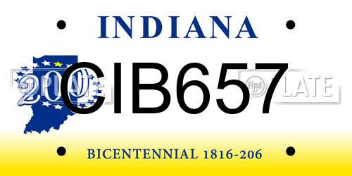 CIB657 Indiana License Plate