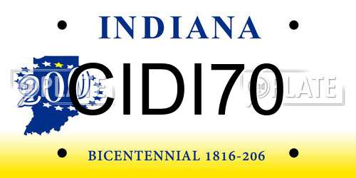 CIDI70 Indiana License Plate