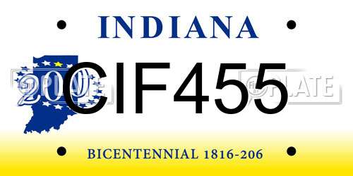 CIF455 Indiana License Plate