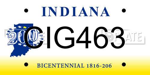 CIG463 Indiana License Plate