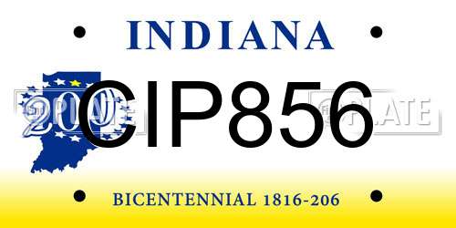CIP856 Indiana License Plate