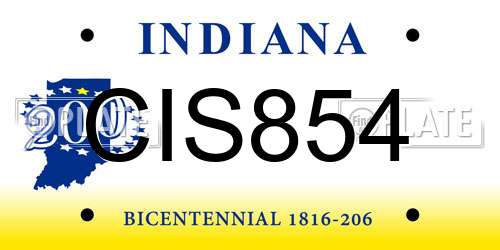 CIS854 Indiana License Plate