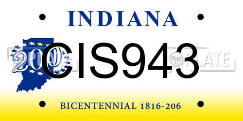 CIS943 Indiana License Plate
