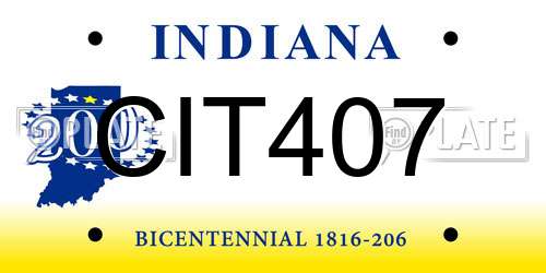 CIT407 Indiana License Plate