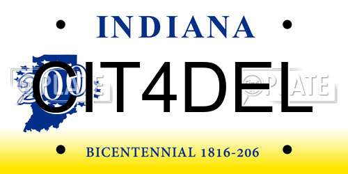 CIT4DEL Indiana License Plate