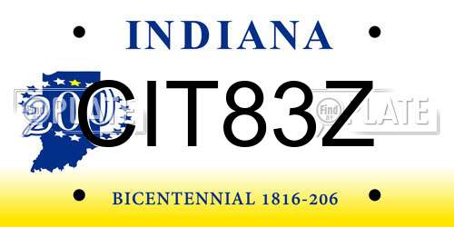 CIT83Z Indiana License Plate